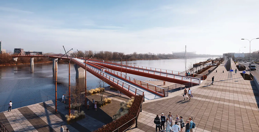 Longest Cycling and Pedestrian Bridge Across the Vistula River Opens in Warsaw
