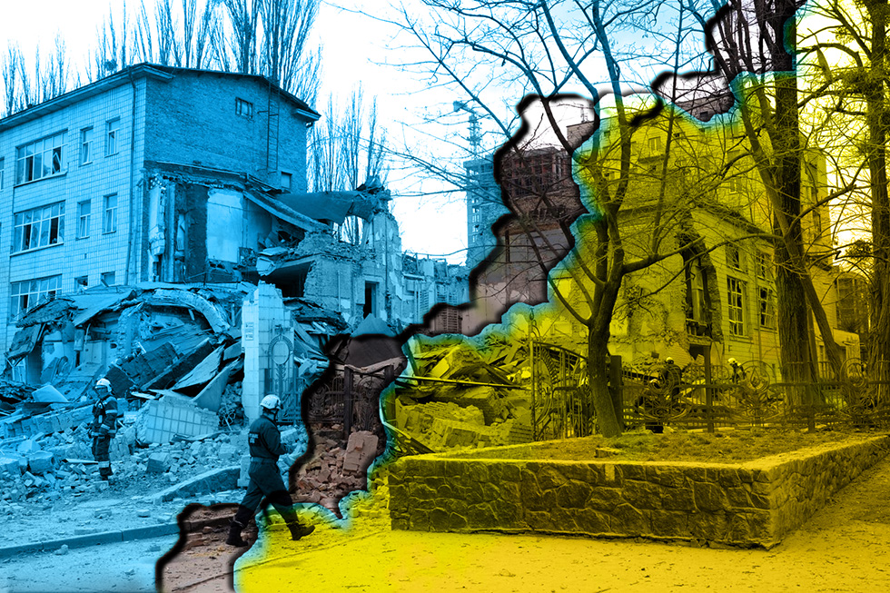 Photo: Through the Russian War in Ukraine, Almost 2000 Cultural Objects have been Destroyed and Damaged. Source: Collage The Gaze \ by Leonid Lukashenko