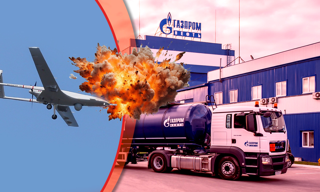 Photo: Russian Fuel Shortages Deepen After Ukrainian Strikes on Refineries. Source: The Gaze collage by Leonid Lukashenko