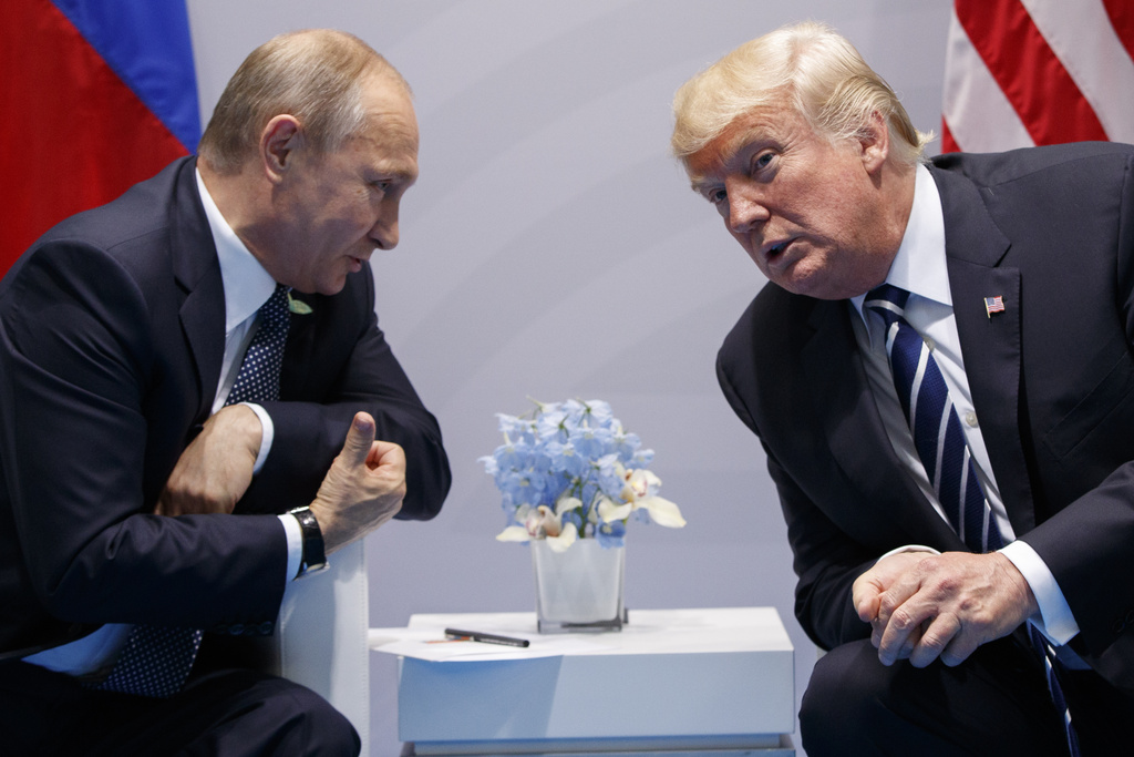 U.S. President Donald Trump meets with Russian President Vladimir Putin at the G-20 Summit on July 7, 2017, in Hamburg, Germany. Source: AP Photo/Evan Vucci