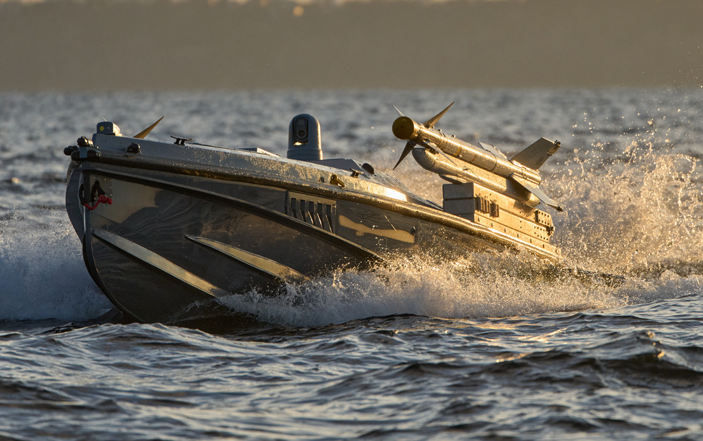 A sea drone Magura V7 of Ukraine's Defence Intelligence equipped with surface-to-air missiles. Source AP