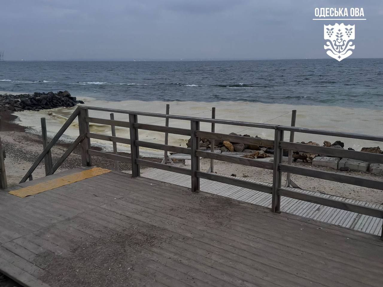 Photo: Russian Strikes on Odesa Port Trigger Oil Spill in Black Sea, Killing Birds. Source: tg-OdeskaODA