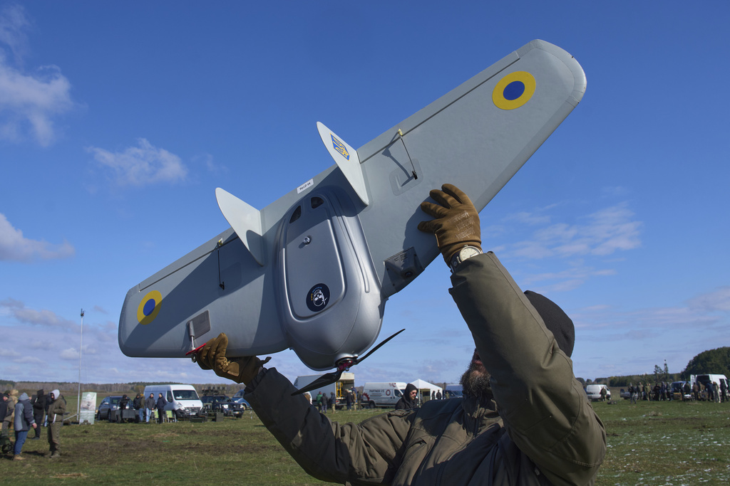 How Ukrainian Innovators Shaped the Modern World A manufacturer demonstrates a Ukrainian made drone at a Ukraine Defense Innovations exhibition for military clients on an undisclosed location in Ukraine, Friday, April 11, 2025. Source: AP Photo/Efrem Lukatsky