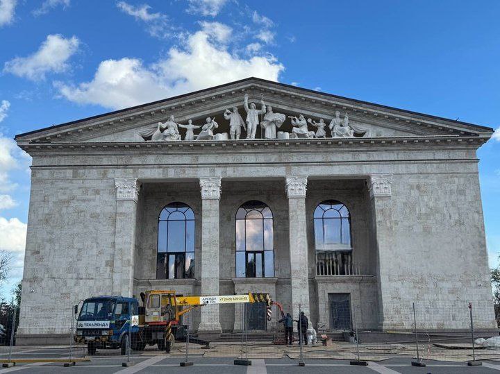 Photo: Russian Occupiers Set to Reopen Mariupol Drama Theater Which They Brutally Attacked In 2022. Source: tg-the Mariupol City Council
