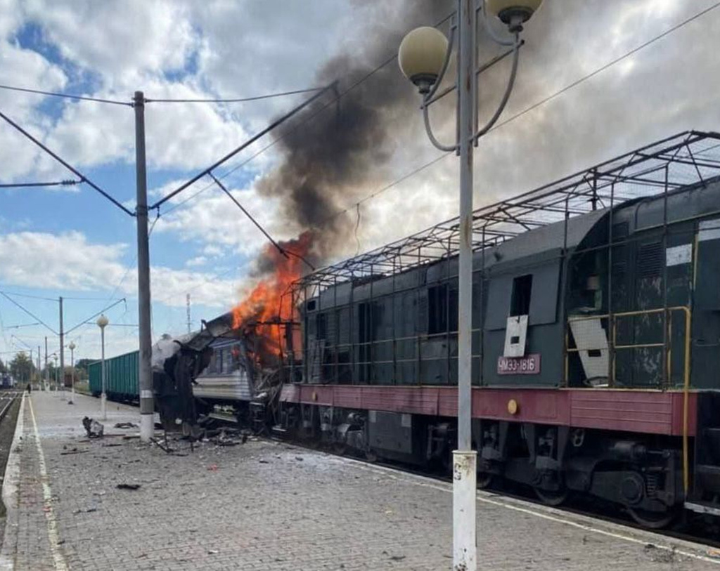 Photo: Ukraine’s Rail Lifeline Under Fire as Russia Triples Attacks on Locomotives. Source:  AP