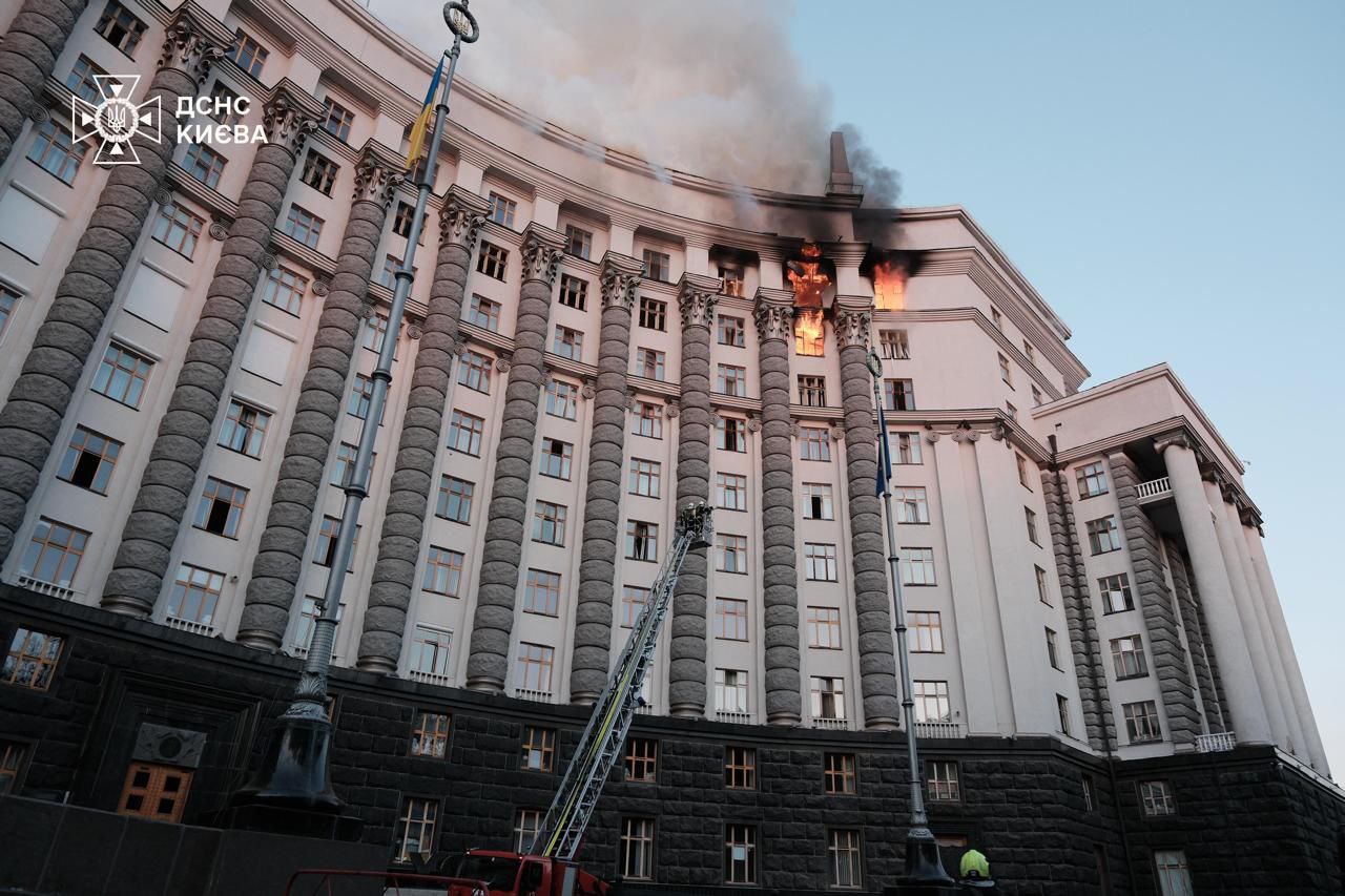 Photo: Ukraine PM Calls for Tougher Sanctions After Russian Strike Hits Cabinet Building. Source: dsns