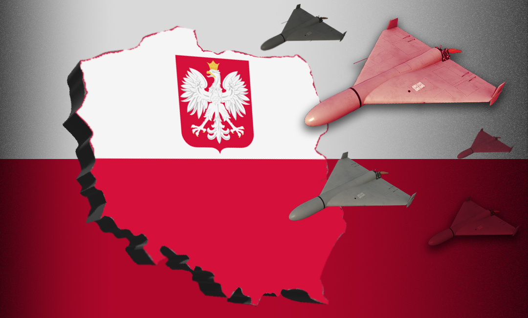 Photo: Poland Shoots Down Russian Drones After Unprecedented Airspace Violation. Source: The Gaze collage by Leonid Lukashenko