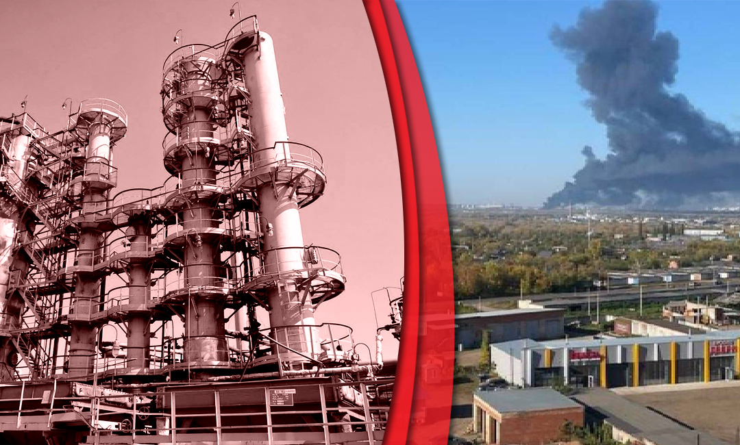 Photo: Ukraine Targets Gazprom Refinery in Bashkortostan for Second Time in a Week. Source: The Gaze collage by Leonid Lukashenko