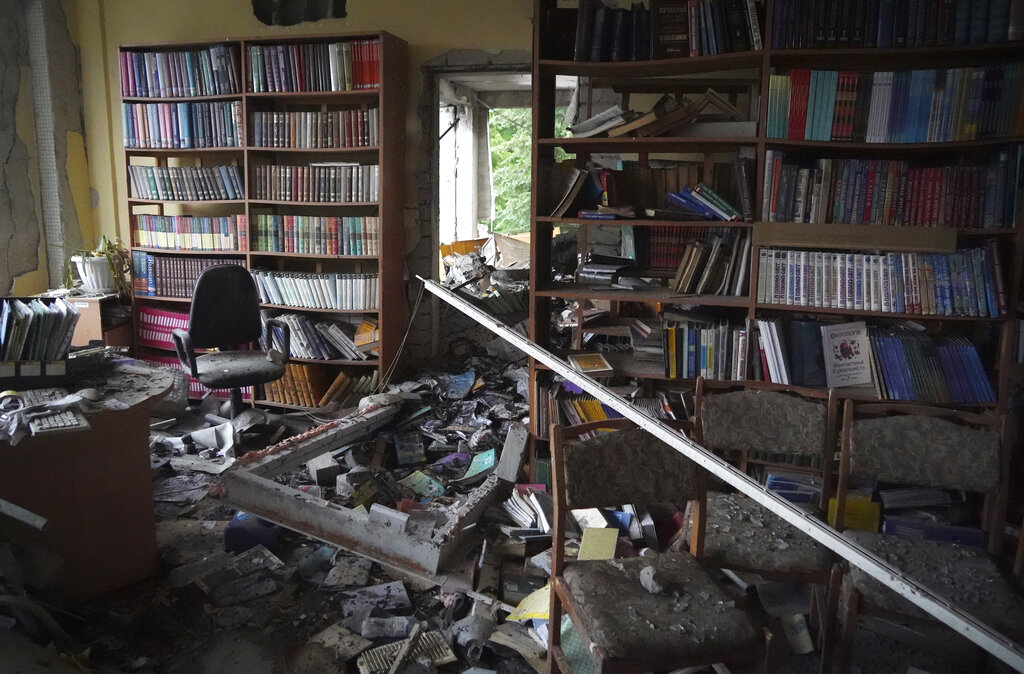 Photo: Russia’s War Has Damaged or Destroyed 770 Libraries in Ukraine, Threatening Cultural Memory. Source: AP
